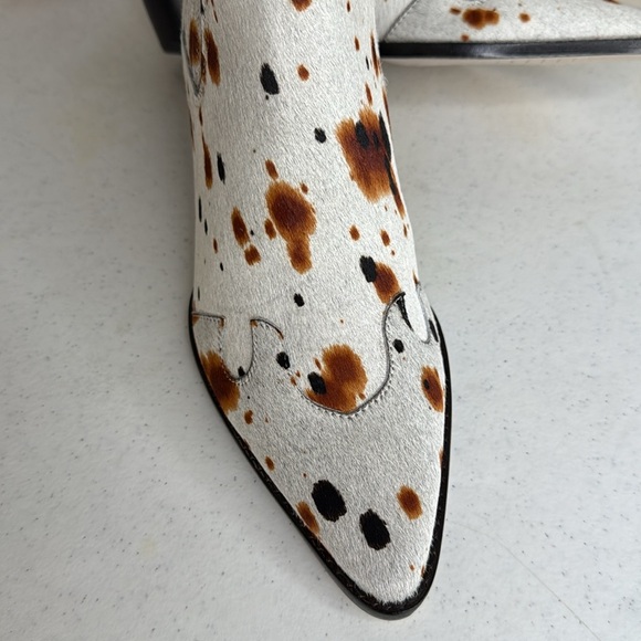 Collins White Multi Speckle Calf Hair Leather Ankle Boots Sz 7.5 - Picture 10 of 12